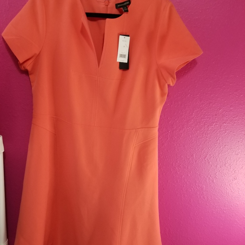 Banana Republic Coral Skater Dress. Size 14